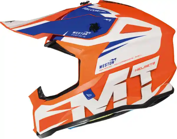 Casca MT Falcon Weston White/Blue/Orange Reducere