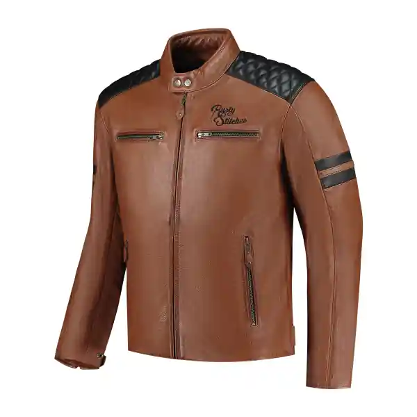 Vezi acum Geaca Piele Rusty Stitches Jari V2 Cognac/Black XXL
