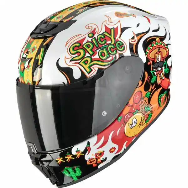 Premium Casca integrala de copii SCORPION EXO-JNR AIR YUCATAN L Alb/Portocaliu/Negru