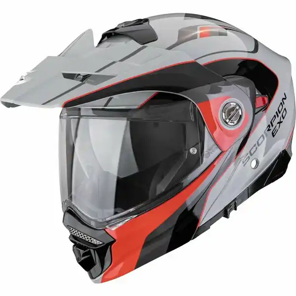 Casca flip-up touring/adventure SCORPION ADX-2 KAMPS M Gri/Rosu Livrare expres