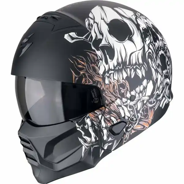 Calitate înaltă Casca moto SCORPION EXO-COMBAT II GENESIS XL Negru mat/Alb/Auriu