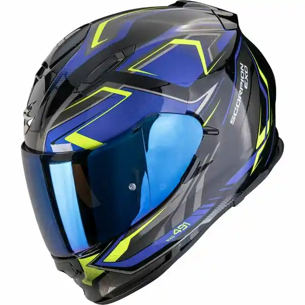 Casca integrala SCORPION EXO-491 ZUMO M Negru/Albastru/Galben fluo Noutate