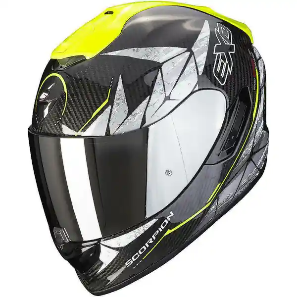Cumpărături sigure Casca integrala SCORPION EXO-1400 EVO CARBON AIR ARANEA Negru/Galben fluo XL