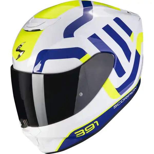 Casca integrala SCORPION EXO-391 AROK Alb/Albastru/Galben fluo XL Doar azi