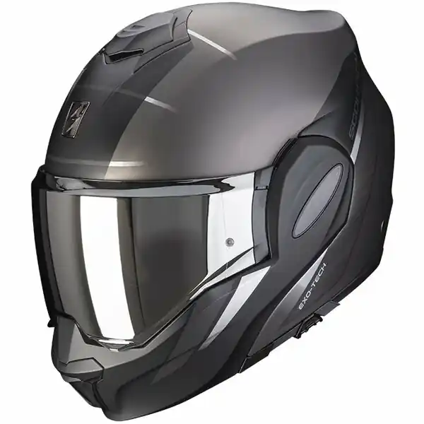 Plată sigură Casca modulara flip-back SCORPION EXO-TECH EVO PRIMUS Argintiu mat/Negru M