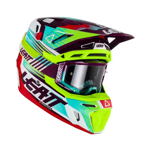 Premium Casca Leatt 8.5 V23 Neon Fluo Green/Purple/Blue (Ochelari Velocity 5.5 Cadou) S