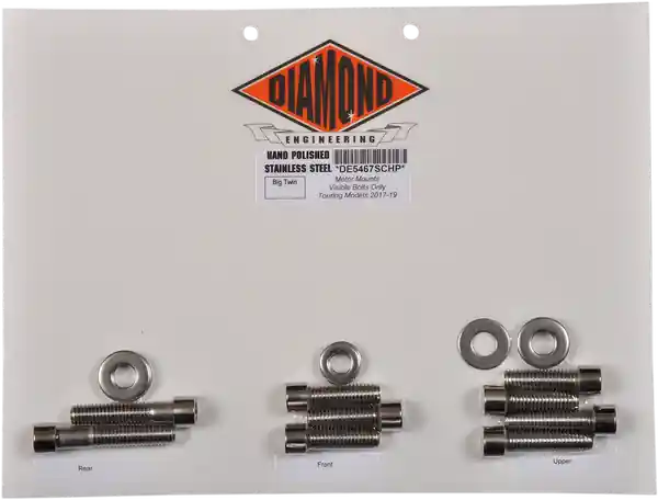 Plată securizată Polished Stainless Motor Mounts Bolt Kit - Visible Only Stainless Steel, Polished