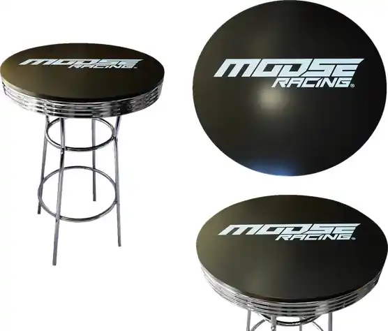 MOOSE RACING Round Pub Table Black, Blue, White, Chrome Plated Disponibil imediat