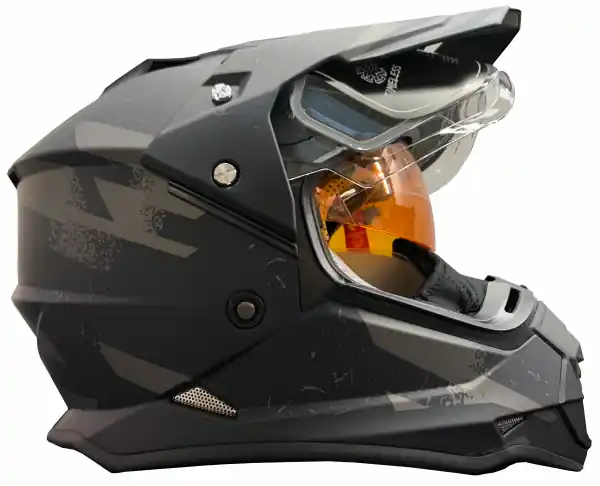 Premium Cască pentru snowmobil Timeless Snowtrail Chaos, model Adventure, negru mat/gri, mărimea S