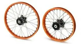Super ofertă Set roti Factory 21" si 18" portocalii KTM