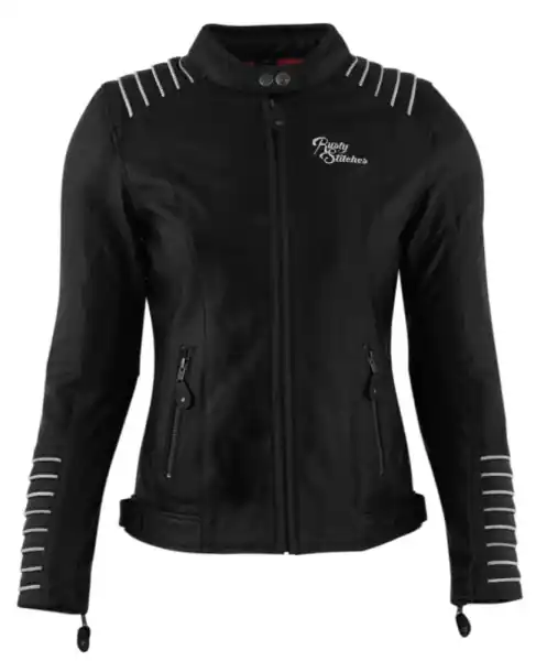 Geaca Piele Dama Rusty Stitches Amanda Black/White 38 Popular