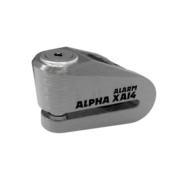 Alpha Oxford XA14 Alarm Disc Lock (14mm Pin)-Brushed Stainless & Black Cover Popular