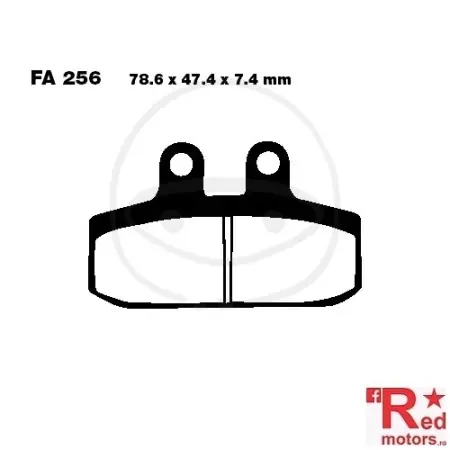 Plată securizată Placute frana spate CARBON SCOOTER EBC 78.6x47.4x7.4 FA256 pentru Aprilia Atlantic 500, Scarabeo 125, Sportcity 125, Honda SJ 100